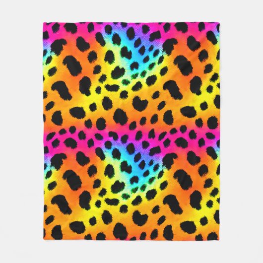 Couverture Polaire Motif coloré Rainbow Cheetah sans couture (Devant)