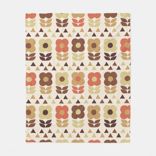 Couverture Polaire Motif continu fleurs rétro (Devant)