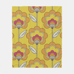 Couverture Polaire motif continu rétro floral
