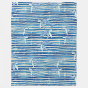 Couverture Polaire Motif cool d'aquarelle animale - Tortue de mer 1