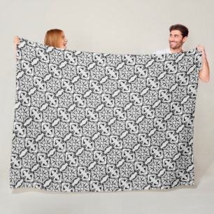 Couverture Polaire Motif Cool noir et blanc rustique