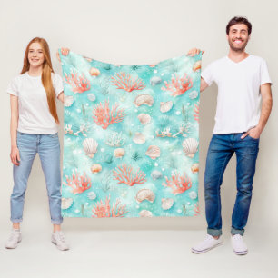 Couverture Polaire Motif Coquillages et Vagues Océaniques (2)
