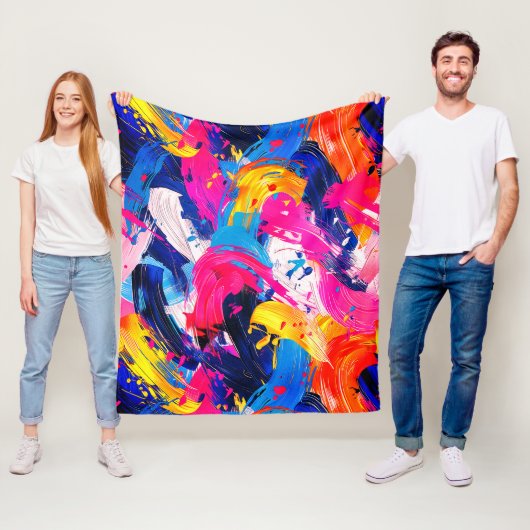 Couverture Polaire motif coups de pinceaux (En situation)