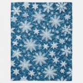 Couverture Polaire Motif courbé Flakes Bleu et Blanc (Devant)