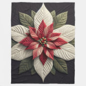 Couverture Polaire Motif courbé Poinsettia Rouge Vert Noir (Devant)