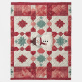 Couverture Polaire Motif courbé Snowman Rouge Blanc Vert (Devant)