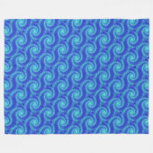 Couverture Polaire Motif cyan bleu spiral fractal (Devant (Horizontal))