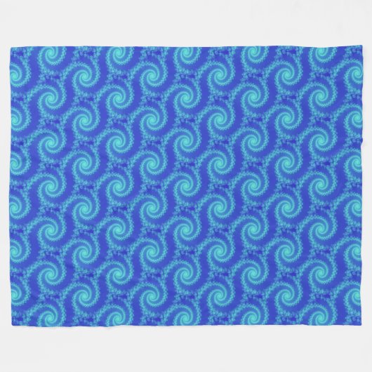 Couverture Polaire Motif cyan bleu spiral fractal (Devant (Horizontal))