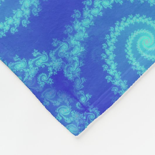 Couverture Polaire Motif cyan bleu spiral fractal (Coin)