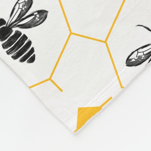 Couverture Polaire Motif d'abeille jaune moderne Élégant Monogramme n (Coin)