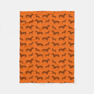 Couverture Polaire Motif dachshund orange mignon