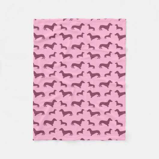 Couverture Polaire Motif dachshund rose pâle (Devant)
