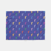 Couverture Polaire Motif Dachshunds Colorés Bleu (Devant (Horizontal))