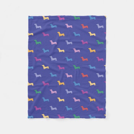 Couverture Polaire Motif Dachshunds Colorés Bleu (Devant)