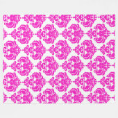 Couverture Polaire Motif Damas rose et blanc Chic élégant tendance (Devant (Horizontal))