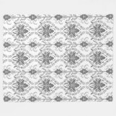 Couverture Polaire Motif Damask blanc et gris (Devant (Horizontal))