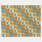 Couverture Polaire Motif d'amour papillon | Dégradé bleu et orange (Devant (Horizontal))