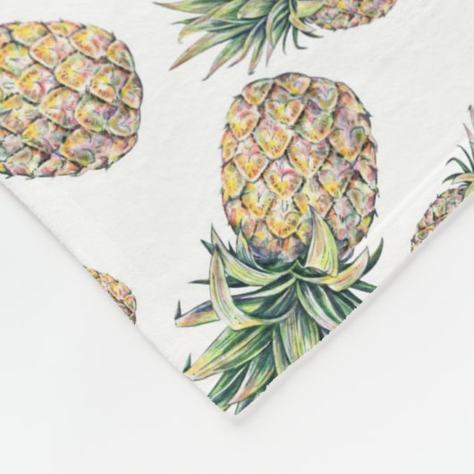 Couverture Polaire Motif d'ananas d'aquarelle (Coin)