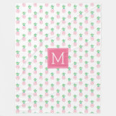 Couverture Polaire Motif d'ananas rose monogramme (Devant)