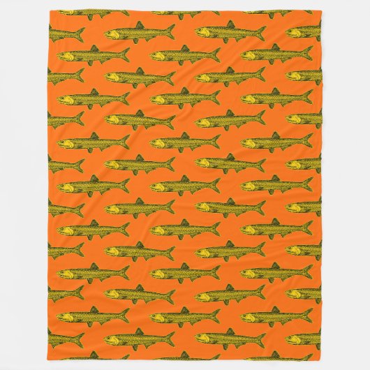 Couverture Polaire Motif d'anchois - orange, noir et orange (Devant)