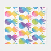 Couverture Polaire Motif d'aquarelle arc-en-ciel d'ananas tropical (Devant (Horizontal))