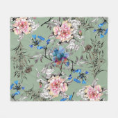 Couverture Polaire Motif d'aquarelle Arrière - plan vert. (Devant (Horizontal))