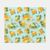 Couverture Polaire Motif d'aquarelle avec citrons et feuilles. Seamel (Devant (Horizontal))