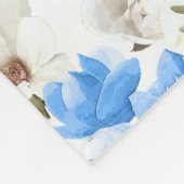 Couverture Polaire Motif d'aquarelle bleu et blanc Magnolia Blossom (Coin)