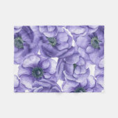 Couverture Polaire Motif d'aquarelle de fleurs d'anémone violet (Devant (Horizontal))
