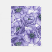 Couverture Polaire Motif d'aquarelle de fleurs d'anémone violet (Devant)