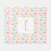 Couverture Polaire Motif d'aquarelle douce Coeurs et Cupcakes (Devant (Horizontal))