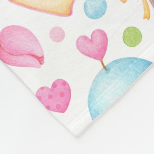 Couverture Polaire Motif d'aquarelle douce Coeurs et Cupcakes (Coin)