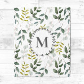 Couverture Polaire Motif d'aquarelle Feuille vert monogramme