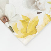 Couverture Polaire Motif d'aquarelle jaune et blanc Magnolia Blossom (Coin)