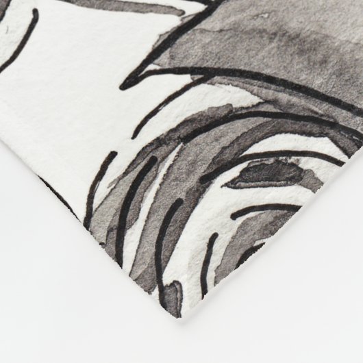 Couverture Polaire Motif d'aquarelle moderne noir blanc (Coin)