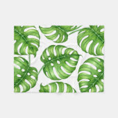 Couverture Polaire Motif d'aquarelle Monstera (Devant (Horizontal))
