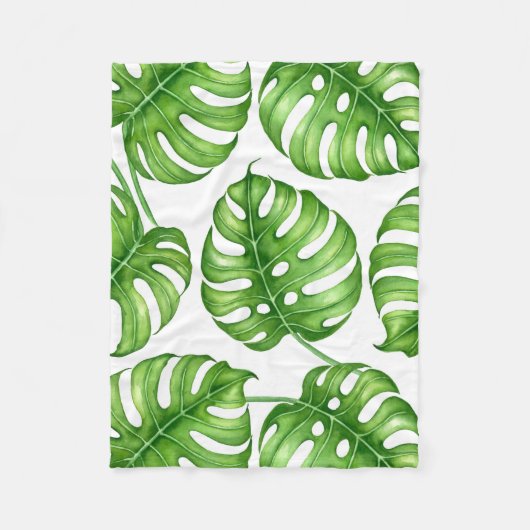 Couverture Polaire Motif d'aquarelle Monstera (Devant)