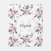 Couverture Polaire Motif d'aquarelle rose et gris (Devant)