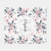 Couverture Polaire Motif d'aquarelle rose et gris (Devant (Horizontal))