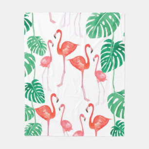 Couverture Polaire Motif d'aquarelle transparente avec famille de fla