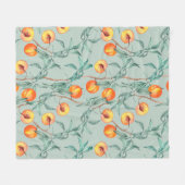 Couverture Polaire Motif d'aquarelle transparente avec pêches et bran (Devant (Horizontal))