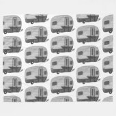 Couverture Polaire Motif d'aquarelle vintage Retro Camper Trailer (Devant (Horizontal))