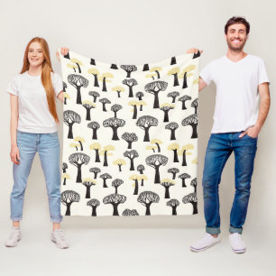 Couverture Polaire Motif d'arbre baobab fantaisiste
