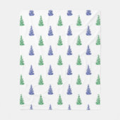 Couverture Polaire Motif d'arbre d'aquarelle bleu et vert (Devant)