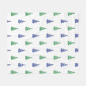 Couverture Polaire Motif d'arbre d'aquarelle bleu et vert (Devant (Horizontal))