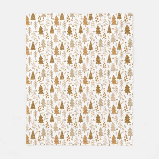 Couverture Polaire Motif d'arbre de Noël de style scandinave or (Devant)