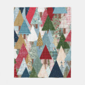 Couverture Polaire Motif d'arbre de Noël en patchwork festif (Devant)