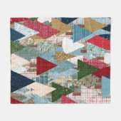 Couverture Polaire Motif d'arbre de Noël en patchwork festif (Devant (Horizontal))