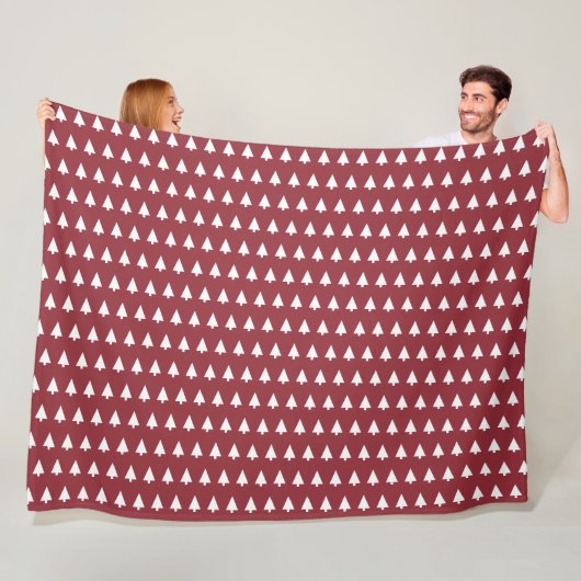 Couverture Polaire Motif d'arbre de Noël | Géométrique Scandi Rouge f (En situation)
