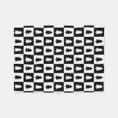 Couverture Polaire Motif d'arbre de Noël noir et blanc (Devant (Horizontal))